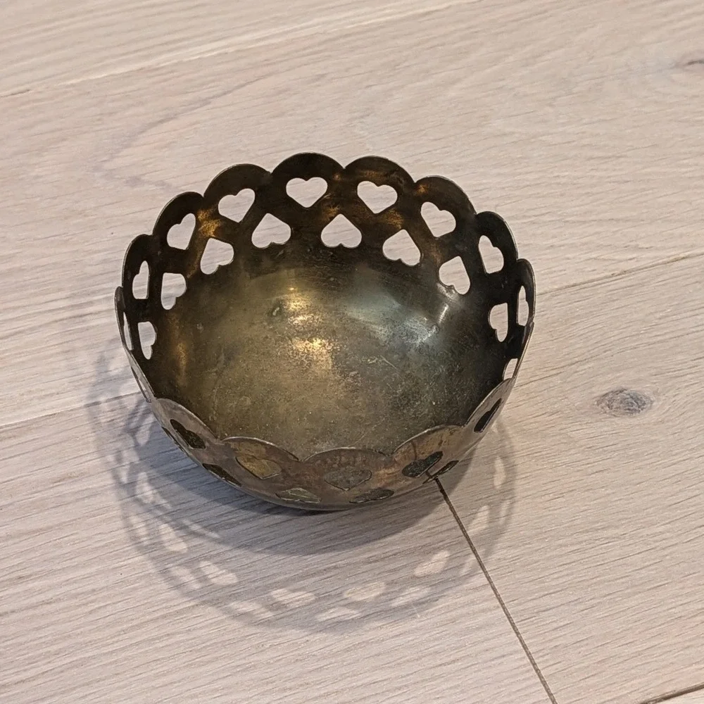 Vintage Silverplate Heart Cutout Pedestal Bowl | Romantic Cottage Decor